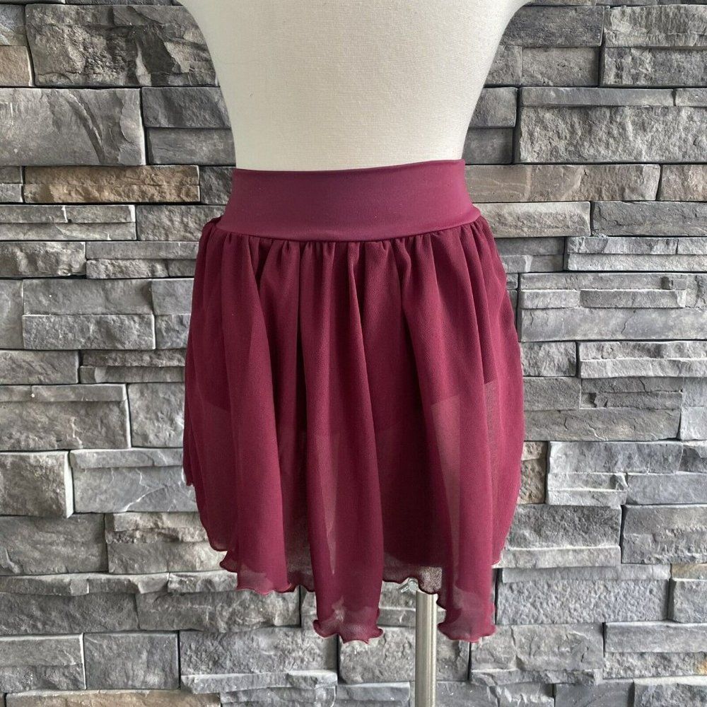 Balera Dance Skirt With Attached Briefs Size Medium Child‎ Dark Red Maroon